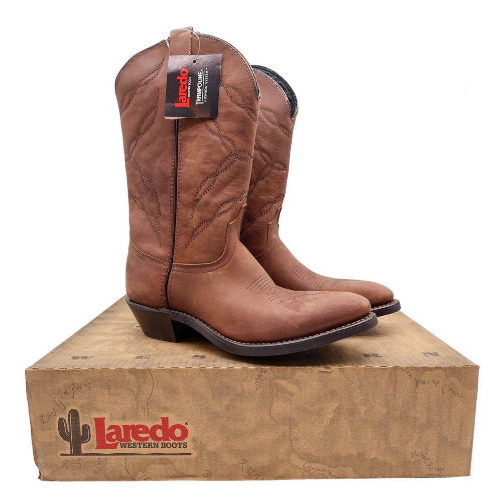 Laredo Western Boots Mens 8.5 D Tan Leather Cowboy Roping 28-1805 NWT
